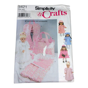 5421 Simplicity‎ Crafts Pattern 18in Baby Doll 14 Clothes & Accessories